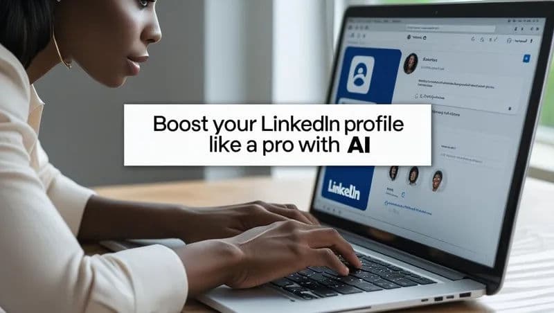 Person optimizing LinkedIn profile using AI tools like ChatGPT