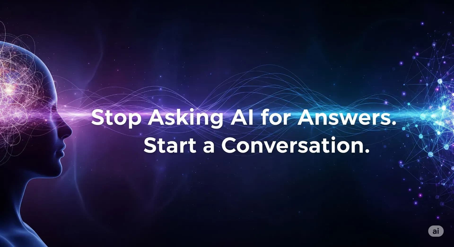 A professional collaborating with a futuristic AI partner, symbolizing a creative conversation and innovation in the workplace.